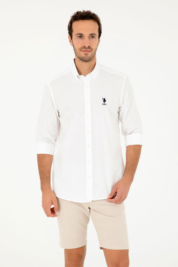 USPA Shirt Men White VR013 USPSH319 Regular Full Sleeve US Polo Assn.